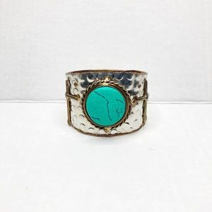 Turquoise Silver Cuff Bracelet Handmade